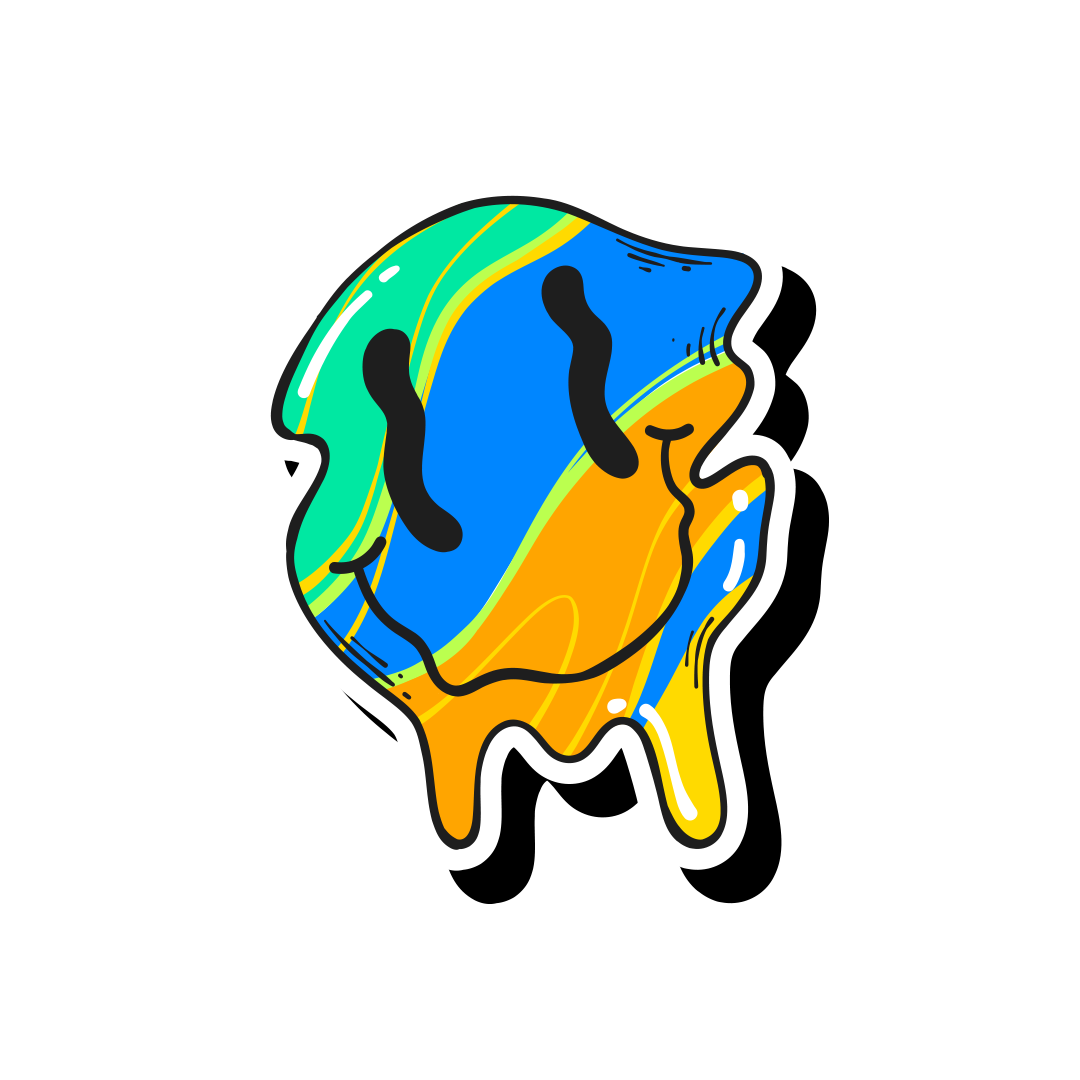 sticker de um emoji derretendo